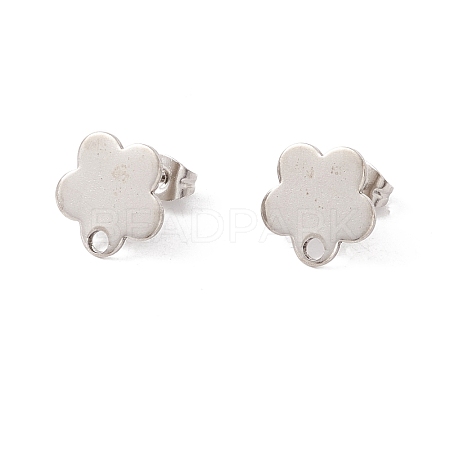 Non-Tarnish 201 Stainless Steel Stud Earring Findings with Hole EJEW-A071-10B-P-1