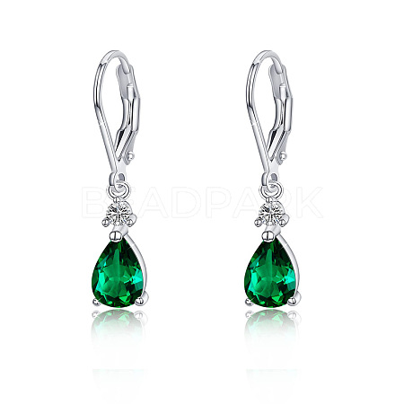 Brass Cubic Zirconia Dangle Earrings FS-WG32116-11-1