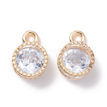 Alloy Clear Cubic Zirconia Charms ZIRC-A022-04G-1
