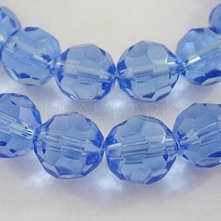 Faceted Glass Round Beads Strands X-GF12MMC22Y-1