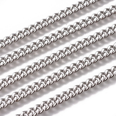 Non-Tarnish 3.28 Feet Handmade 304 Stainless Steel Curb Chains X-STAS-F229-06C-P-1