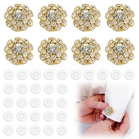 8Pcs Brass Rhinestone Cufflinks KK-ME0003-84G-1