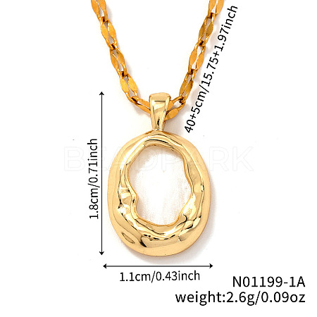 Chic Minimalist Brass Oval Pendant Dapped Chain Necklace for Women VG2128-1-1