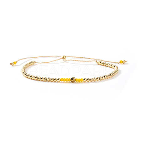 Summer Adjustable Brass Round Beaded Slider Bracelets for Women JD2335-2-1