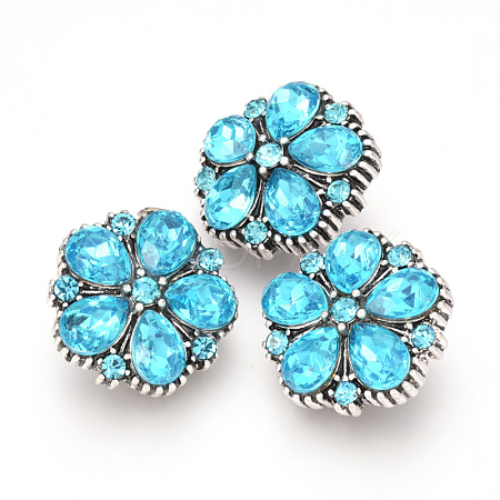 Alloy Rhinestone Snap Buttons X-SNAP-T001-19-1