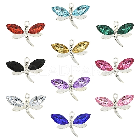 20Pcs 10 Colors Alloy Rhinestones Charms FIND-YW0010-95-1