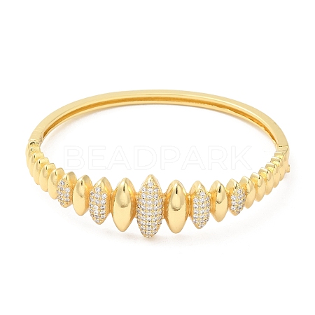 Brass Oval Hinged Bangle with Cubic Zirconia for Women BJEW-K229-05G-1