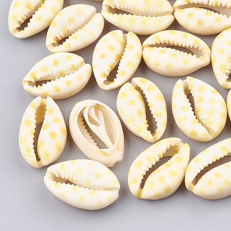 Printed Cowrie Shell Beads SHEL-S274-02A-1