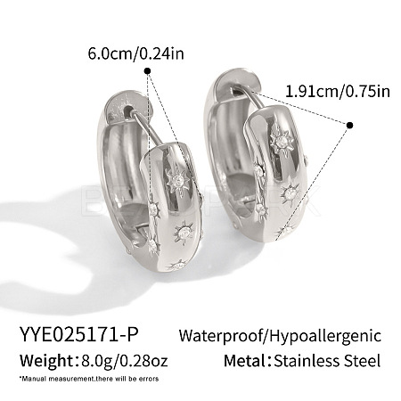 304 Stainless Steel Star Hoop Earrings EZ1230-2-1