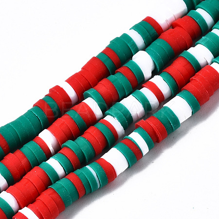 Handmade Polymer Clay Beads Strands CLAY-R089-4mm-091-1
