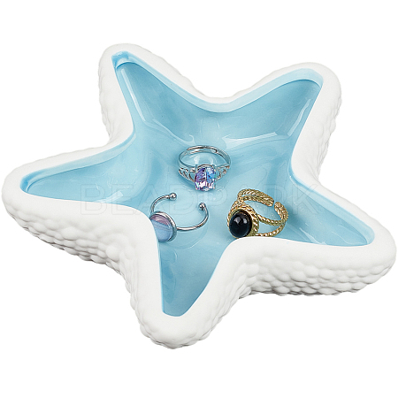 1Pc Starfish Shape Ceramic Jewelry Plate AJEW-SC0002-96B-1