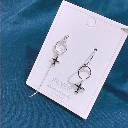 925 Sterling Silver Dangle Stud Earrings EJEW-BB34471-P-1