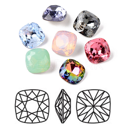 Faceted Square K9 Glass Pointed Back Rhinestone Cabochons RGLA-E007-8mm-M-1
