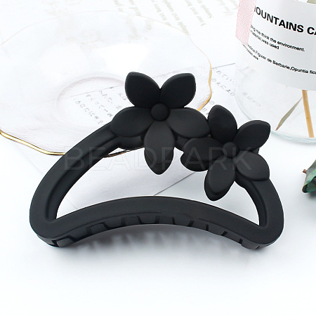 Amber Color Hollow Hair Clip with Matte Half Round Arc Flower. ST9175296-1