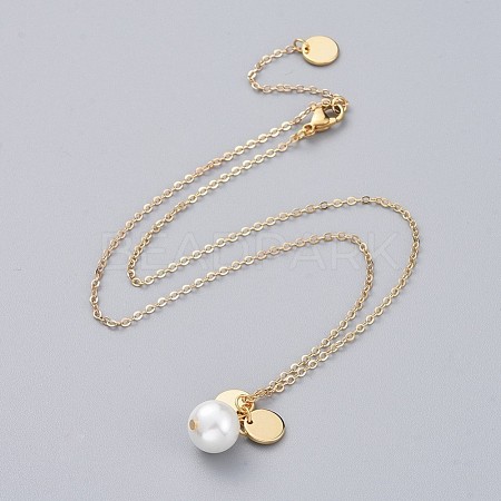 Glass Pearl Pendant Necklaces NJEW-JN02536-1