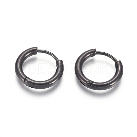 304 Stainless Steel Huggie Hoop Earrings EJEW-F111B-16mm-B-1