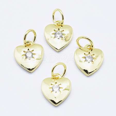 Brass Micro Pave Clear Cubic Zirconia Charms ZIRC-J040-09G-NR-1