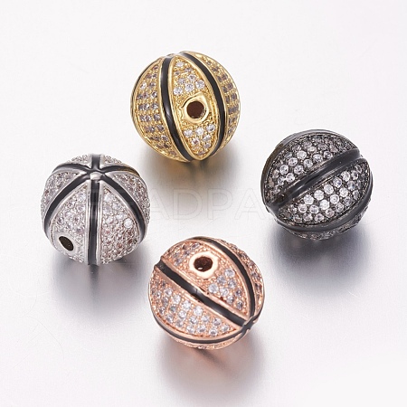 Brass Micro Pave Cubic Zirconia Beads ZIRC-G142-03-1