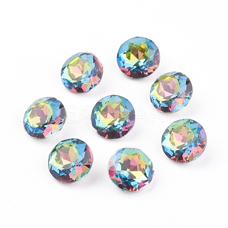 Pointed Back & Back Plated Glass Rhinestone Cabochons RGLA-J012-8mm-001VM-1