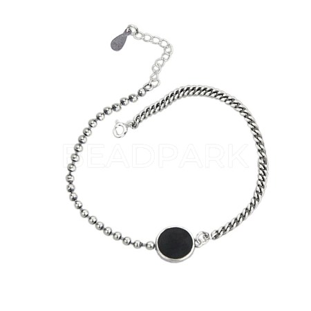 925 Thai Sterling Silver Ball Chains Anklets AJEW-BB60868-A-1