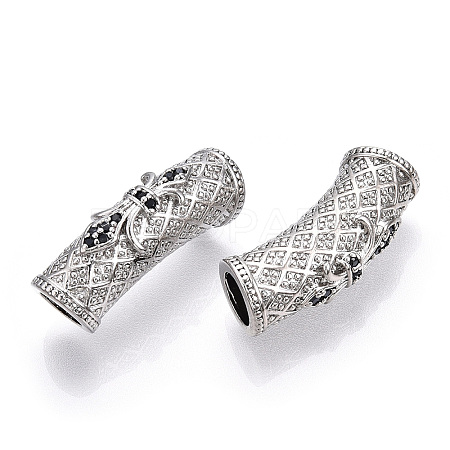 Rack Plating Brass Micro Pave Cubic Zirconia European Beads ZIRC-S052-002P-1
