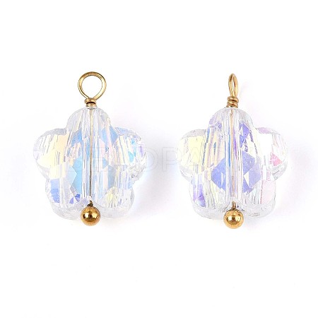 Electroplate Glass Flower Charms STAS-N110-15G-1