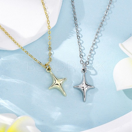 2Pcs 2 Colors Star Alloy Pendant Necklaces NJEW-JN05214-1
