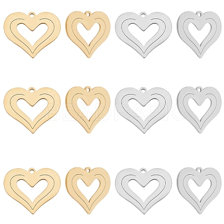 12Pcs 2 Colors Ion Plating(IP) 201 Stainless Steel Pendants STAS-UN0029-75-1