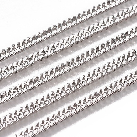 Non-Tarnish Handmade 201 Stainless Steel Curb Chains STAS-F229-05A-P-1