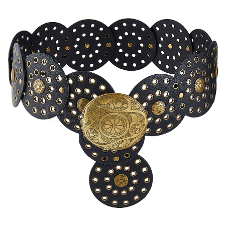 Vintage Imitation Leather Disc Chain Belts AJEW-WH0696-051B-1