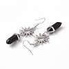 Natural Lava Rock Bullet with Sun Dangle Earrings EJEW-I276-01P-07-4