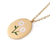 Enamel Oval with Birth Flower Pendant Necklace STAS-H174-02G-D-2