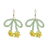 Flower & Bowknot Glass Beaded Dangle Earrings EJEW-TA00518-1