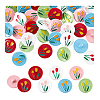 60Pcs 6 Colors 1-Hole Spray Painted ABS Plastic Buttons BUTT-PH0001-65B-6