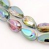 Teardrop Electroplate Rainbow Plated Glass Beads Strands X-EGLA-P013-F08-2