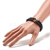 2Pcs 2 Color Natural Lava Rock & Synthetic Black Stone Stretch Bracelets Set with Buddha Head BJEW-JB07707-4