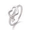Crystal Rhinestone Heart with Arrow Finger Ring RJEW-D120-18P-1