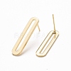 Brass Long Oval Stud Earrings EJEW-C015-03G-2