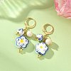 Handmade Porcelain & Non-magnetic Synthetic Hematite & Natural Cultured Freshwater Pearl & Brass & 304 Stainless Steel Leverback Earrings EJEW-JE07318-1