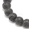 Natural Lava Rock & Synthetic Hematite Stretch Bracelet with Lampwork Evil Eye Beaded BJEW-JB08308-6