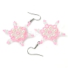 Christmas Snowflake Glass Seed Braided Dangle Earrings EJEW-MZ00236-03-4