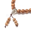 Natural Mixed Wood Round Beads Stretch Bracelet BJEW-JB07362-6