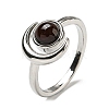Natural Dyed & Heated Black Agate Adjustable Rings RJEW-K269-09P-03-2