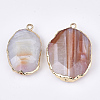 Electroplate Natural Banded Agate Pendants G-S344-84-2
