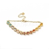 Colorful Cubic Zirconia Heart Link Bracelet BJEW-E073-02G-3