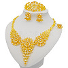 Flower Alloy Rhinestone Necklaces & Bracelets & Earring & Finger Rings Sets FS-WGE9D8F-02-1