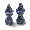 Natural Blue Spot Jasper Carved Healing Cat with Witch Hat Figurines DJEW-D012-07D-2