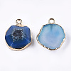 Electroplate Natural Agate Pendants G-T112-18E-2