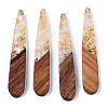 Transparent Resin & Walnut Wood Pendants RESI-N039-69A-1