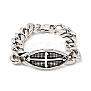 Tarnish Resistant 304 Stainless Steel Rhombus with Cross Link Bracelet with Curb Chains for Men Women BJEW-E009-21P-1